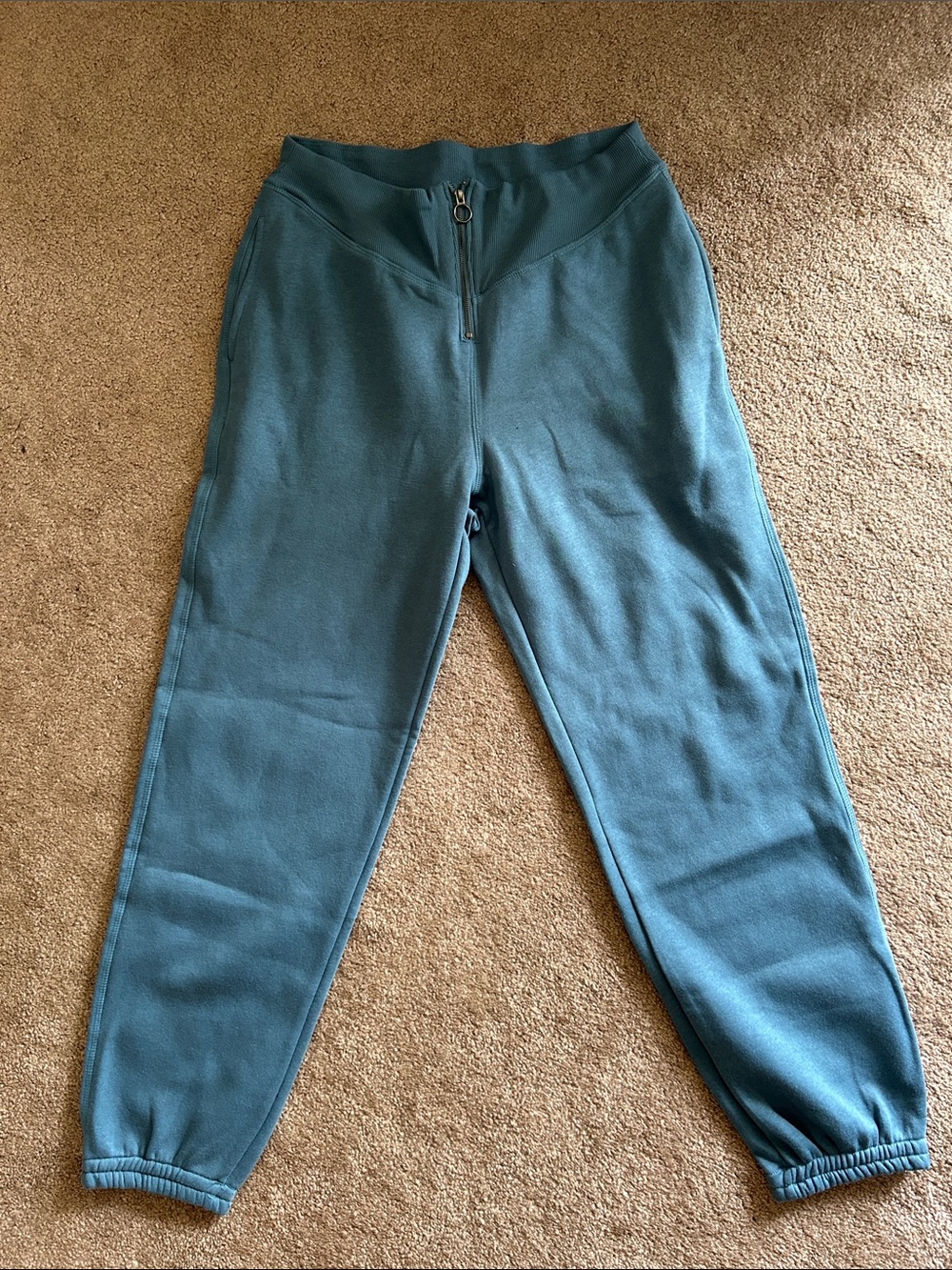 High-Waist Teal Track Joggers